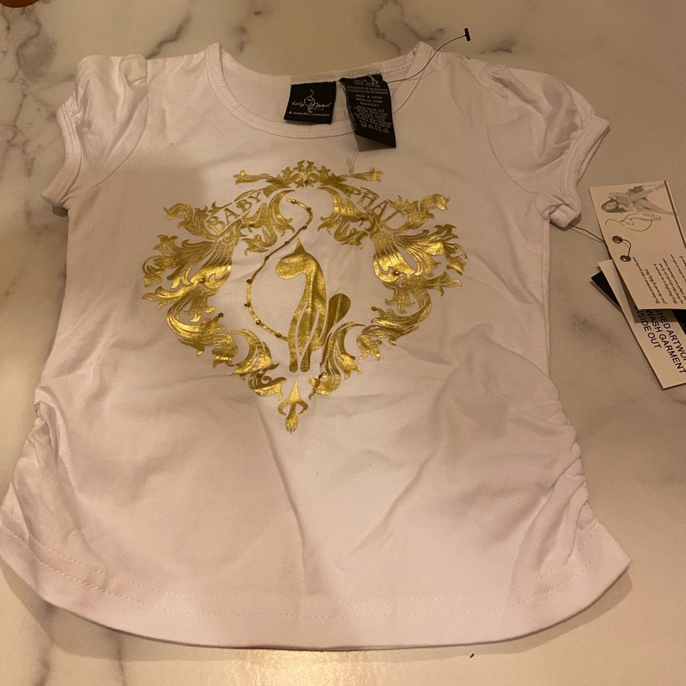 Baby Phat White and Gold Short Sleeve Tee